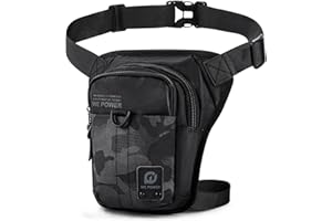 Virklyee Riñonera Motocicleta Nylon Bolsa de la Pierna Caída, 3 Formas de Llevar, Protección contra Salpicaduras, Almohadilla de Espalda Transpirable, Montañismo, Ciclismo, Fotografía, Camping