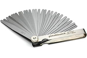 PIMALDAUM® Feeler gauge according to DIN 2275, manganese steel for easy and precise measurement and testing of gap widths, thicknesses and distances / gaps (metal, 28 blades)