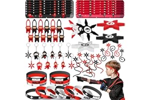 DREAM HORSEX 72 pezzi Ninja Pinata Compleanno, Bomboniere ninja, Ninja Feste Bomboniere, Ninja Portachiavi Braccialetto Silicone Elasticità Catapulta Viscosità Giocattolo Guerriero, Regaloper Bambini Ragazzi