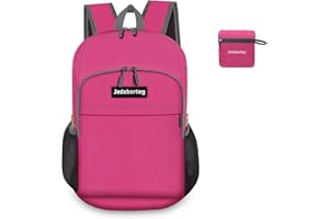 Jedebartey Rucksack, 22L Ultra Lightweight Backpack Foldable Hiking Daypack Small Travel Day Bag for Men Women Kids Outdoor Sports Camping Mountaineering Walking Cycling Climbing (Pink)