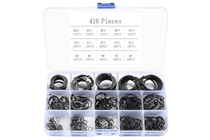 MCBLAST Anelli Elastici E-Clips Anello, 410 Pz Anelli Elastici di Sicurezza Interni, 15 Dimensioni Anelli d'Arresto, Assorti Interno Anello di Sicurezza, Anello Elastico per Hardware di Fissaggio