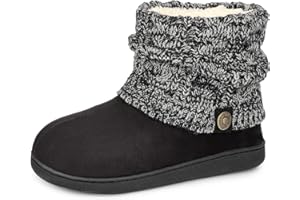 FamilyFairy Women's Woolen Yarn Knit Bootie Slippers Cute Plush Fleece Memory Foam House Shoes