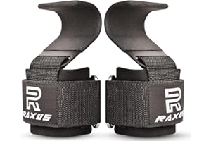RAXUS Ganchos de Levantamiento de Pesas Grip Neopreno Acolchado Grueso de 8 mm - Asegure su Agarre y Alcance Sus metas con Guantes de Gancho de Entrenamiento