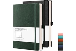 ‎RETTACY RETTACY A5 Gepunktetes Notizbuch 2er Pack - Bullet Dot Grid Journal mit 320 nummerierten Seiten Hardcover 120gsm dickem Papier, 8 perforierten Blättern, Innentasche - Schwarz grün