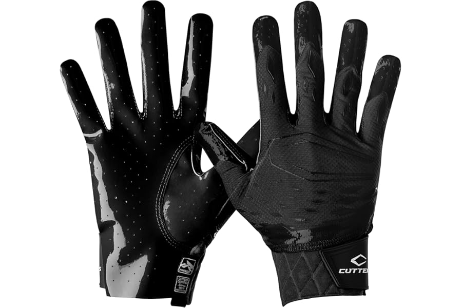 Cutters Rev Pro Men's Football Gloves, Ultra Grip Sticky Receiver Gloves for Adults, 1 Pair