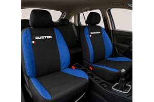 Auto Accessori Lupex | Housses de Siège Auto Compatibles avec Duster 2010-2024, Noir Bleu Royal, Made in Italy, Tissu Polycoton, Avant et Arrière