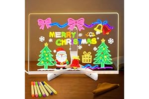 Eucomir Lavagnetta in Acrilico con Luci a LED,Lavagna Led 30 x 20 cm, Lavagna a LED con Colori con Penna a 7 Colori/Supporto, per Appunti da Scrivania, Blocco note Luminoso,Casa, Scuola, Ufficio