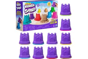 Kinetic Sand slottformar med sand set om 10 för kreativt inomhus sandspel | Form 10 färgglada leksandslott, återanvändbara behållare, kreativ öppen lek, perfekta festgåvor och godispåsar