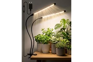 Bamworld Odlingsljus Med Klämma Tvåhuvudade LED Odlingsljus För Inomhusväxter 42 Fullspektrum LED Lampor 3 Lägen Och 10 Dimmningsnivåer Timersfunktion För Plantor Sukulenter Örter Och Blommor