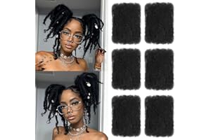XIIMENALU Afrykańskie Kinky Curly Plecione Wolosy do Mini Skrętów Kinkys Bulk Wolosy Syntezy Cuban Twist Soft Locs Micro Spring Twist do Reparacji Dredów (1B, 20,32 cm, zestaw 6 sztuk)