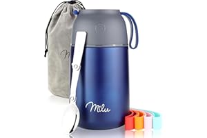 Milu® termos obiadowy 450, 650, 800 ml, ze stali nierdzewnej, na żywność dla niemowląt, utrzymujący ciepło jedzenia, na musli, na wynos, granatowy, możliwość personalizacji, 800 ml