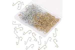 AIEX 200 Sztuk Bozonarodzeniowe Haczyki na Bombki Ksztalt S ze Schowkiem na Ozdobe Choinkowa (Srebro i Zloto)