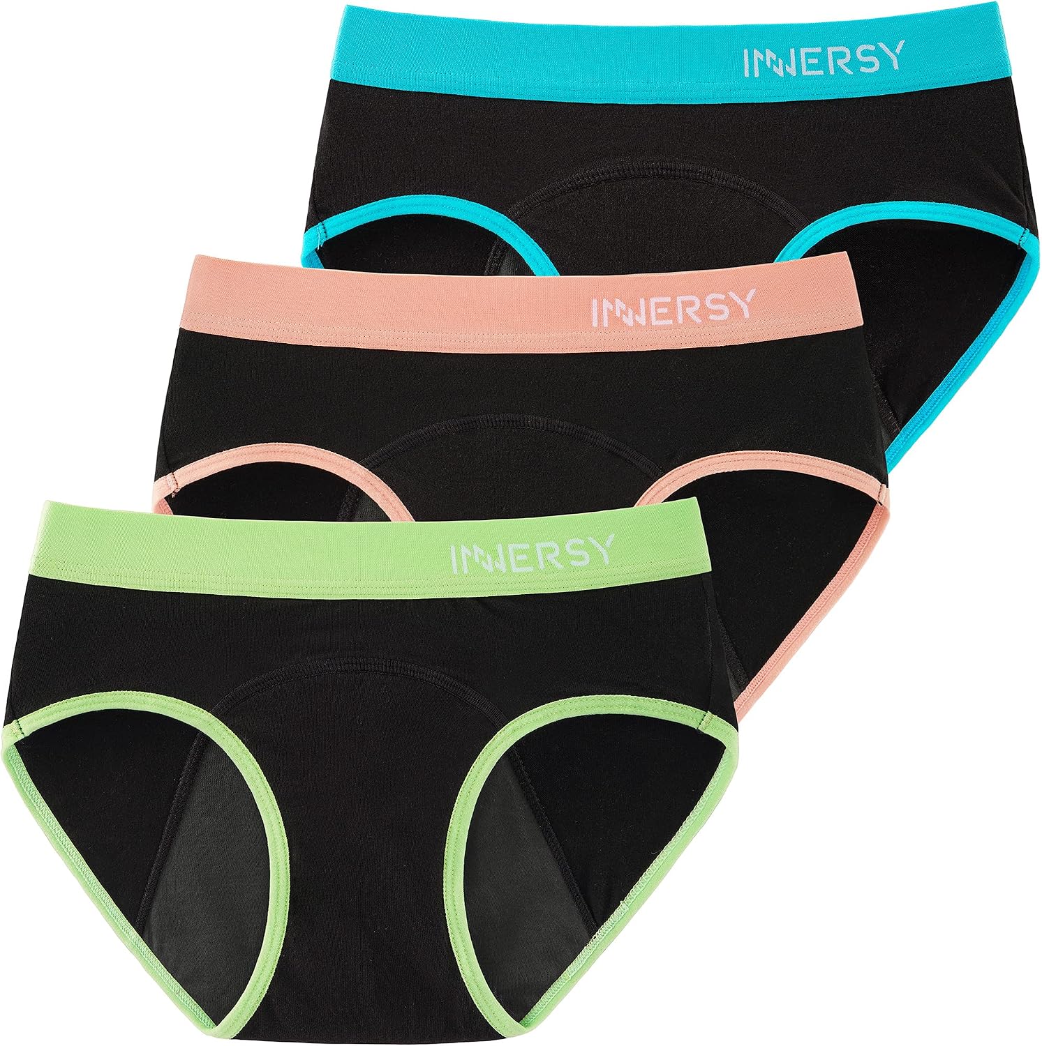 INNERSY Teen Girls Knickers Period Pants Cotton Leakproof Menstrual Underwear Pack of 3