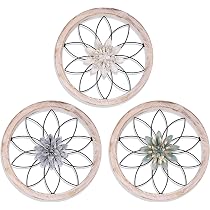 Lot de 4 décorations murales bohèmes en bois – Décoration murale ronde esthétique minimaliste pour salon, chambre à coucher, ferme Lot de 4 décorations murales bohèmes en bois – Décoration murale ronde esthétique minimaliste pour salon, chambre à coucher, ferme