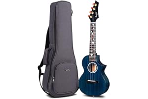 Ukulele Concerto Enya EUC-M6 BU 23 pollici con corpe in AAA mogano massiccio, high-end ukulele borsa imbottita, bellissimo intarsio di perle,Lucido in Blu