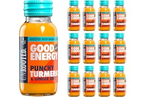UNROOTED Punchy Turmeric Shots Multipack - Immune System and Natural Energy Booster - 12 x 60ml Bottles - Turmeric, Ginger, Orange, Carrot & Baobab