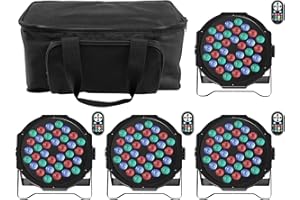 U`KING UKing 4 PCS Par LED avec Lumiere Sac,DMX 72W RGB 36 LED Lumière de Scène 7 Modes avec Télécommande DMX512 Effet de Lumière Sono pour Disco DJ Soirée Anniversaire Mariage