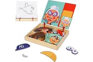SK MISS Magnetic Puzzles for Toddlers 3+ Year Olds, Double Sided Magnetic Drawing Board Kids Jigsaw, Wooden Sorting Toys, Fridge Magnets for Boys Girls