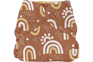 Esembly Cloth Diaper Outer, Waterproof Cloth Diaper Cover, Swim Diaper, Leak-Proof and Breathable Layer Over Prefolds, Flats or Fitteds, Reusable Diaper with Snap Closure, Size 2 (18-35lbs), Sunshower