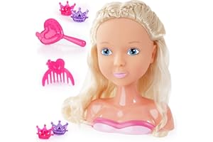 Bayer Design 90019AA My Lovely Princess Styling hairdressing head for styling, long blonde hair, doll head 19 cm with accessories for creative play