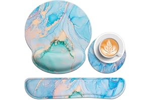 3-in-1 Mousepad Set,Acezeek Handballenauflage Tastatur,Mauspad mit Gelkissen,Cup Pad,Ergonomisches Mauspad,Wrist Rest mit Memory Foam,Linderung von Handgelenkschmerzen,für Spiele,Büros,Schlafsäle