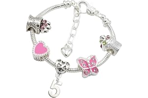 Jewellery Hut Girl's Silver Plated Birthday Charm Bracelet with Gift Box - Ages 1-11 Available