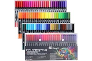 HYNEXLK 78 Colours Dual Tip Brush Pens Art Markers for Adults and Kids, Fineliners Felt Colouring Pens for Adult Colouring Books Calligraphy Drawing Sketching