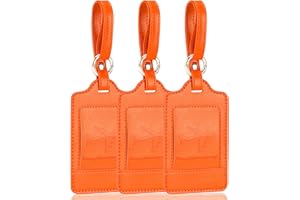 Teskyer Etykieta bagażowa, etykieta bagażowa, etykieta podróżna samolotu, skóra PU, trwała, estetyczna, pomoc identyfikacyjna, pomarańczowa