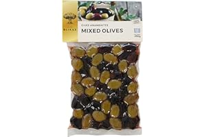 Blikas Griechische Gemischte Grüne und Schwarze Kalamata-Oliven, Packung mit 2 x 250 g (insgesamt 500 g)