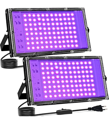 2 Faretti UV LED NATPOW 36W – Luce Nera 400-405nm, IP65 Impermeabile, Con Supporto Regolabile 360° E Cavo 1,5 M, Per Feste E Halloween