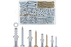 URTIOTY 188Pcs Screws and Wall Plugs Set, Heavy Duty M5/M6/M8/M10 Screws and Plastic Wall Anchors Kits For Brick, Masonry, Plasterboard Fixings, Tv Bracket, Plaster