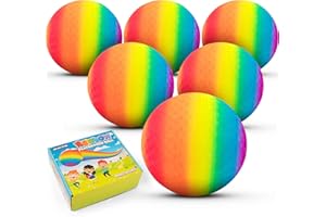 Homotte 6 Pcs Rainbow Playground Balls for Kids, 5 Inch Small Kickball Dodgeballs, Mini Toy Bouncing Ball Handball Set for Indoor & Outdoor Activities with Hand Pump