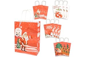 PRINTME3D SHAPE YOUR PROJECTS 12 Sacchetti Regalo Natale |12 Etichette Incluse |Buste regalo Natale |Sacchetti Natalizi In Carta Kraft |Sacchetti Natale |Sacchetto Regalo Con tag Per Personalizzare Ogni Regalo,Buste regalo|Rosso