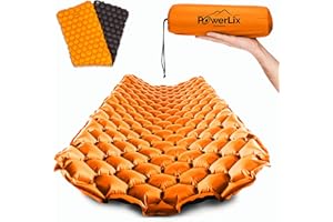 POWERLIX - Colchoneta Hinchable Ultraligera, Ideal para Camping, Mochila, Senderismo, Airpad, Bolsa Inflable, Bolsa de Transporte, Kit de reparación, colchón de Aire Compacto y Ligero