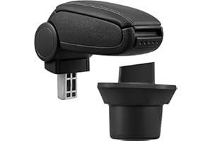 PRO-TEC pro.tec Accoudoir Central - avec Compartiment - rembourré - Cuir-synthétique - Noir avec des Coutures Noirs