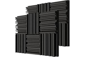 BXI Lot de 12 panneaux en mousse acoustiques pour studio - 300 x 300 x 50 mm - Absorbeur sonore à large bande - Structure à rainures périodiques