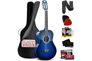 Pyle kit de guitarra acustica, ¾, Tamaño juvenil, 36”, Madera, Para principiantes, Niños, Adultos, Con accesorios
