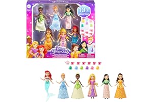 Disney Princess Minis Fiesta del té Pack 6 muñecas pequeñas con Accesorios, Juguete +3 años (Mattel HLW91)