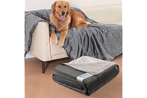 HezzLuv Waterproof Dog Blanket 152 x 203cm, Washable Flannel Pet Blanket for Sofa Bed Cover Protection, Warm Sleeping Pet Throw, Fluffy & Soft, Leak-proof, Furniture Protector for Large Dog and Cats