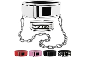 Next Alpha Combinazione Cintura Powerlifting & Cintura per dips - Cintura per Sollevamento Pesi Personalizzata - per Uomo e Donna - Fibbia Autobloccante e Sgancio Rapido - con Catena