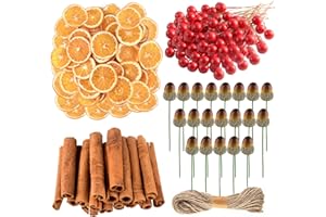 CHRORINE 210 Pcs Christmas Wreath Accessories Artificial Berries Orange Slices Acorn Cinnamon Sticks for Christmas Wreath Craft Party Decor