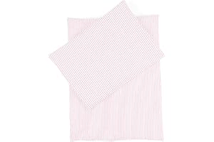 Sugarapple Little Puppenbettwäsche, Puppenbettzeug für Puppenbett, Puppenwagen, Lauflernwagen, Puppenreisebett | Puppenwagenzubehör | 3 teilig, extragroß | 100% Baumwolle, Öko Tex | Streifen Rosa