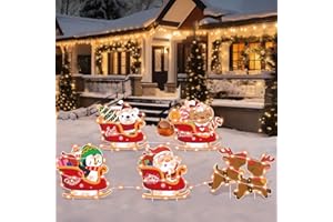 RUMIA 5 Stück Weihnachtshofschilder Dekorationen Weihnachtsgartenschildern mit Pfahl Weihnachtszeichen Dekorationen Rentierhof