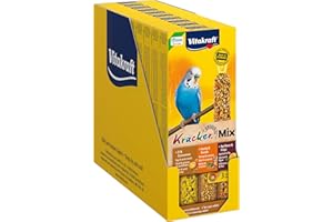 VITAKRAFT- Kräcker Mix, Snack Pour Oiseaux, Aux Œufs Et Graines D’Herbe, Abricot Et Figue, Miel Et Sésame, Pour L’Entretien Du Bec, Sans Ajout De Sucre (1X90G)