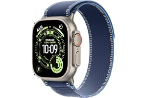 Watch Ultra 3 GPS + Cellular 49 mm Avancerad smartklocka för löpning och multisport med robust titanboett naturlig och Terrängloop i blå/ljusblå - M/L. Avancerad tränings- och hälsoövervakning