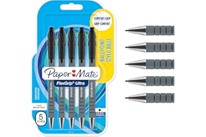 Paper Mate Flexgrip Ultra Retractable Ballpoint Pens | Medium Point (1.0mm) | Black | 5 Count