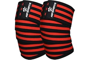 AQF Genouillère Bandage Musculation - IPL et USPA Approuvé Sangles de Genou pour Haltérophilie Avec Elastique Musculation - Sport Knee Wraps, Attelle Protection Genoux pour Squat, Entraînement