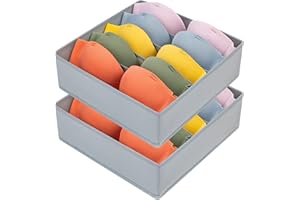 DIMJ Organizer Cassetti, Set di 2 Divisori per Cassetti Non Tessuto Cassetto Organizer per Biancheria, Porta Reggiseni Cassetto Con 6 Scomparti, Grigio Chiaro