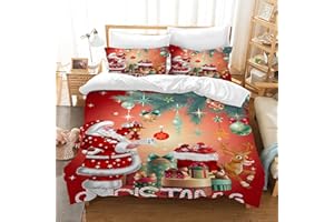JEFFEL Set di biancheria da letto natalizia con motivo di Babbo Natale, ad alta definizione, 3 pezzi, regalo di Natale per bambini e adolescenti (Natale B, 220 x 240 cm)