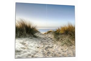 Wallario Herdabdeckplatte/Spritzschutz aus Glas, 2-teilig, 60x52cm mit 8mm hohen Füßen, für Ceran- und Induktionsherde, Weg durch die Dünen zum Strand am Meer